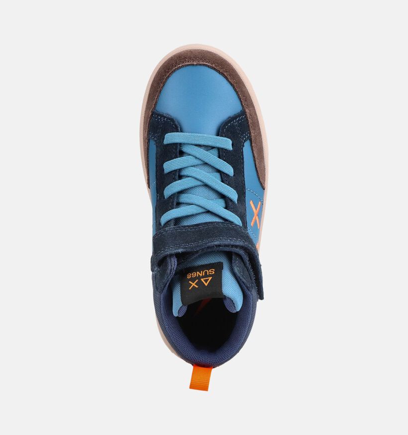 Sun68 Genius Mid Baskets montantes en Bleu/Marron pour gar&ccedil;ons (379241) - pour semelles orthop&eacute;diques