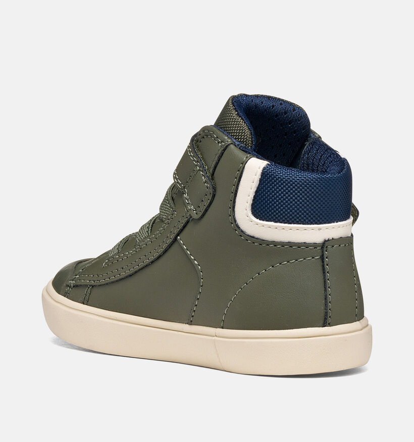 Geox Gisli Baskets montantes en Vert fonc&eacute; pour gar&ccedil;ons (377746) - pour semelles orthop&eacute;diques