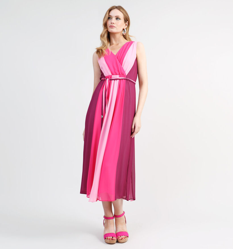 comma Robe longue chiffon en Rose pour femmes (334429)