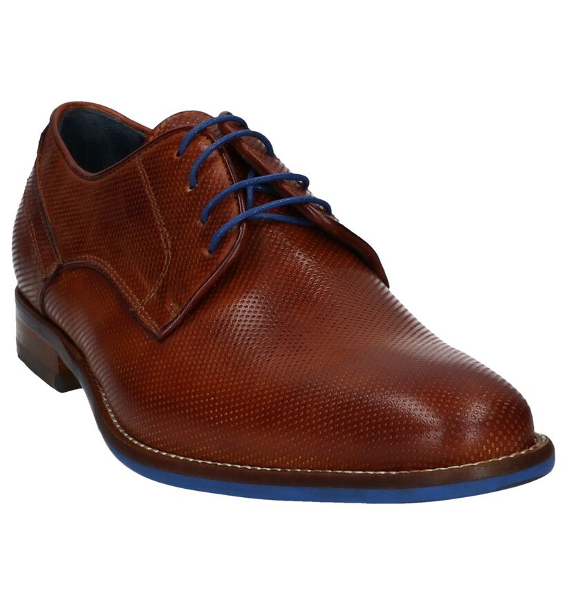 Cognac Geklede Veterschoenen Via Borgo in leer (250381)