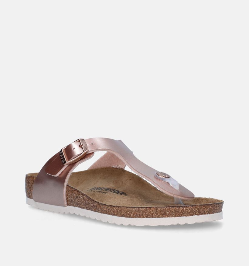 Birkenstock Gizeh Birko Flor Tongs en Or rosé pour filles (338076)