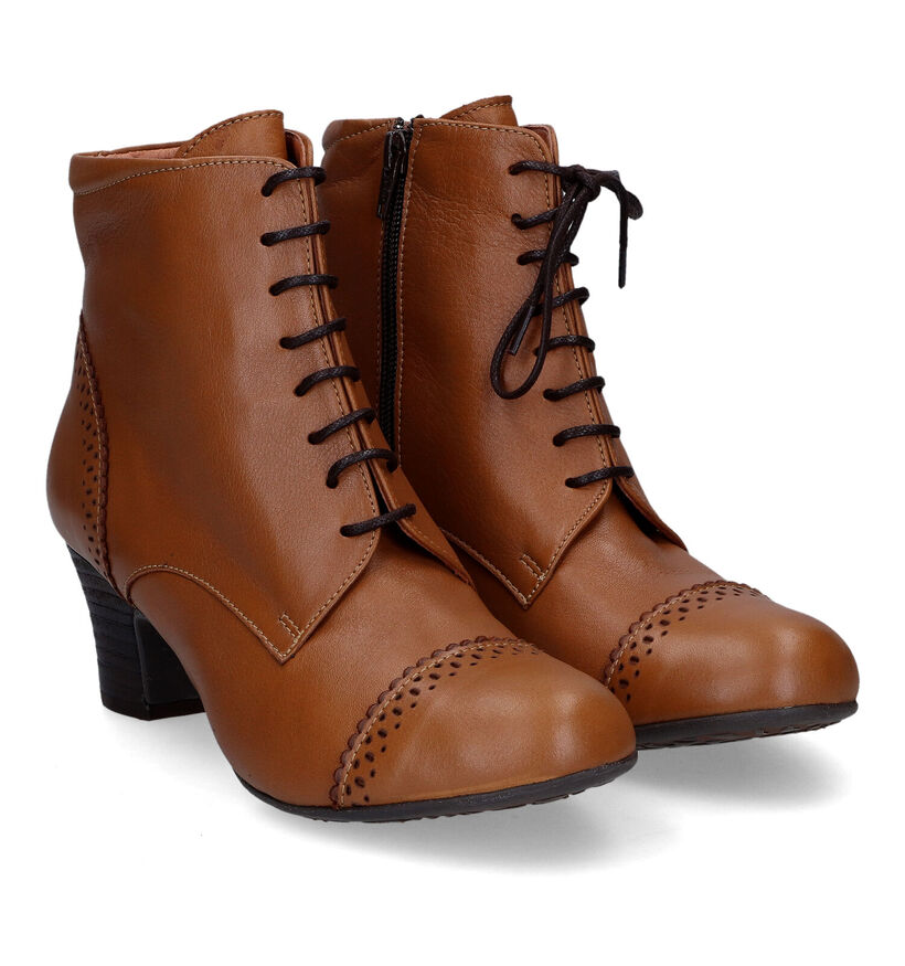 Brako Bottines à lacets en Cognac en cuir (317322)