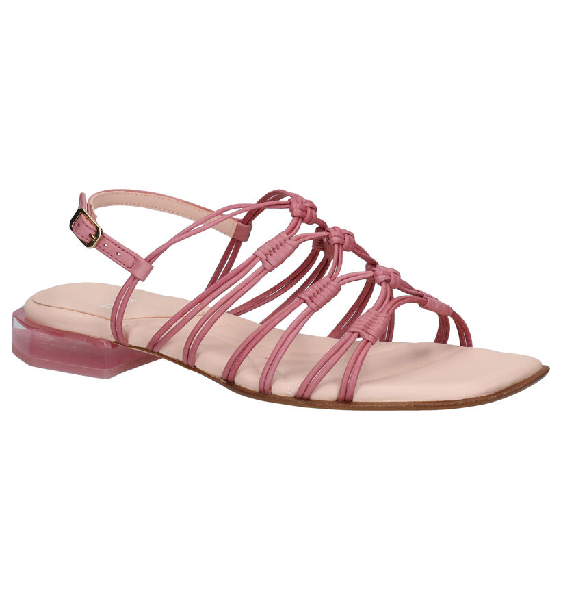 Zinda Sandales plates en Rose foncé pour femmes (291596)