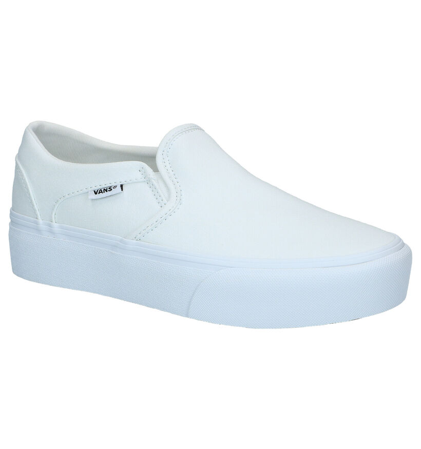 Vans Asher Platform Baskets slip-on en Blanc en textile (287226)