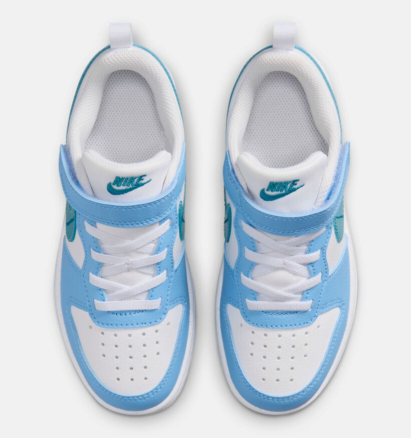 Nike Court Borough Low Baskets basses en Bleu/Blanc pour filles, gar&ccedil;ons (377300)