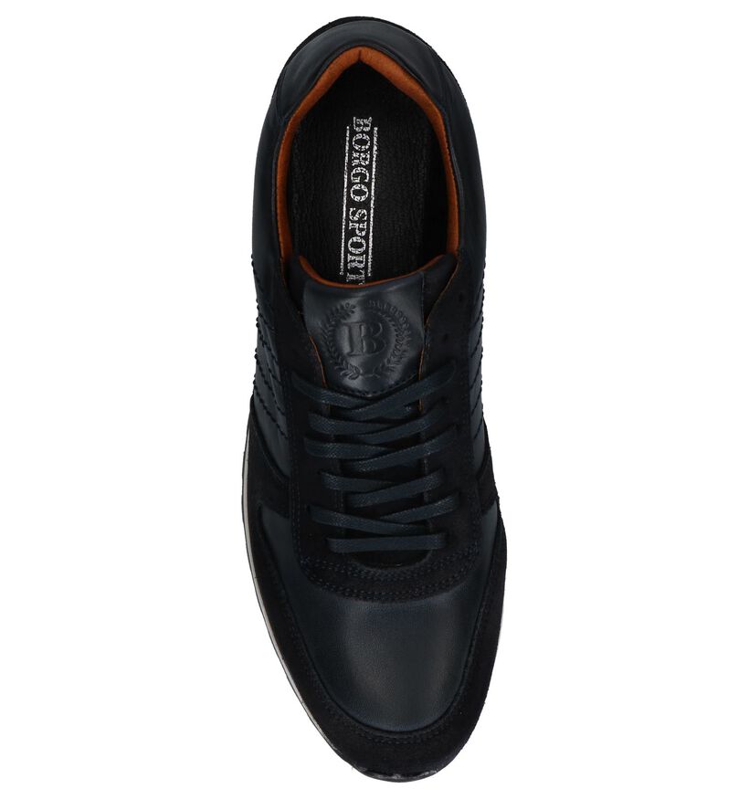 Donkerblauwe Casual Veterschoenen Borgo Sport in leer (227591)