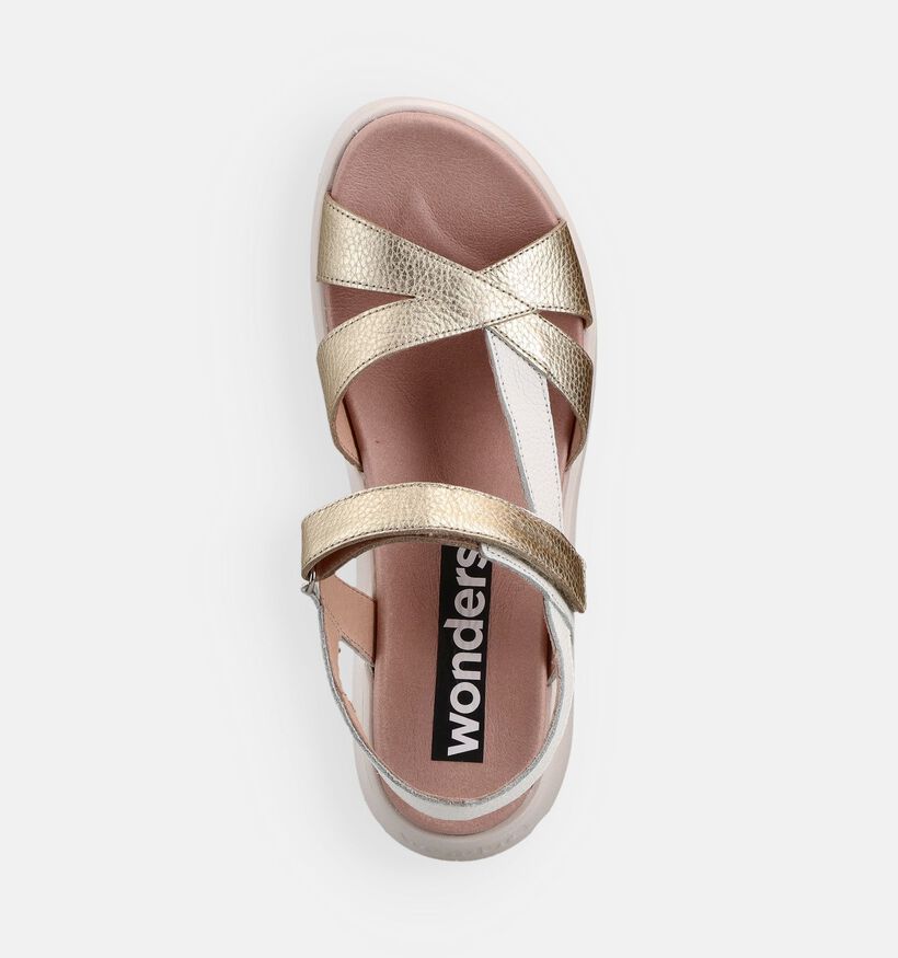 Wonders Sandales plates en Or/Blanc pour femmes (373125)