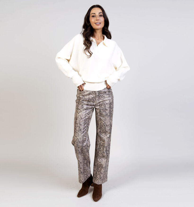 Vero Moda Tessa Snake Pantalon L30 en Beige pour femmes (365682)