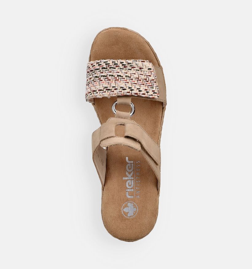 Rieker Lichtbruine Slippers voor dames (370428)