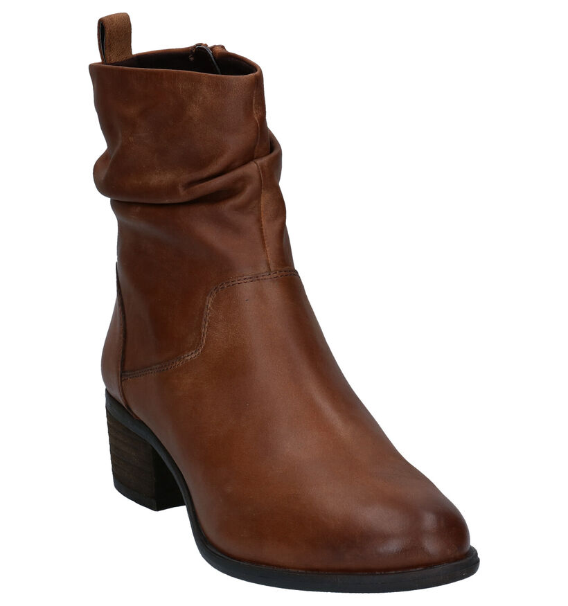 Steven NY Bottines à talons en Cognac en cuir (280206)