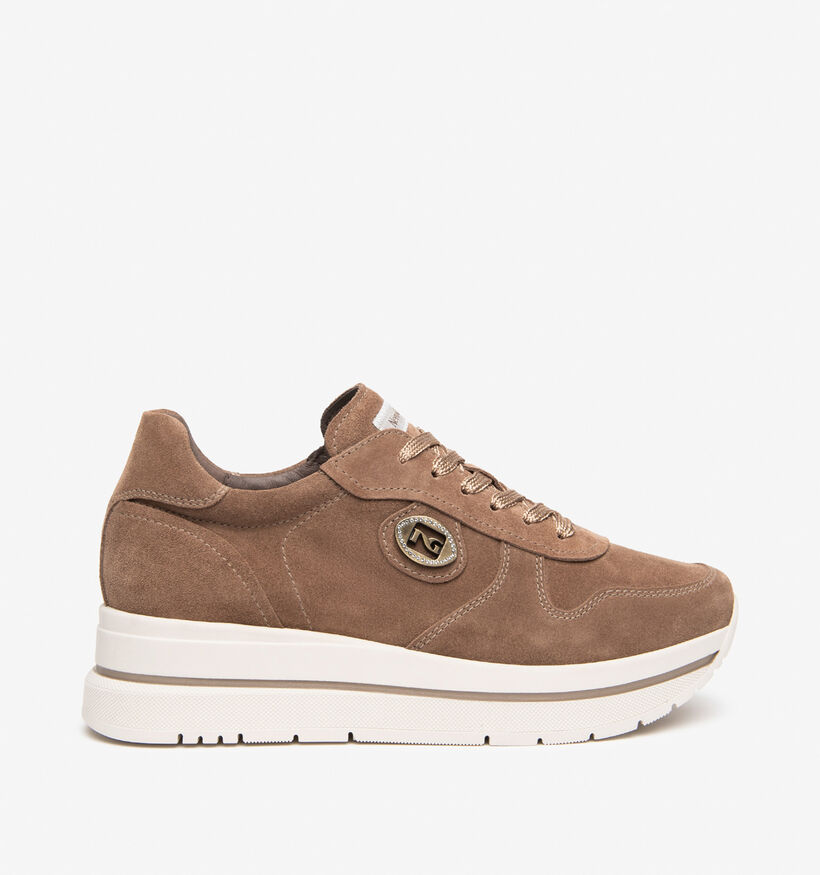 NeroGiardini Baskets en Beige fonc&eacute; pour femmes (379436) - pour semelles orthop&eacute;diques