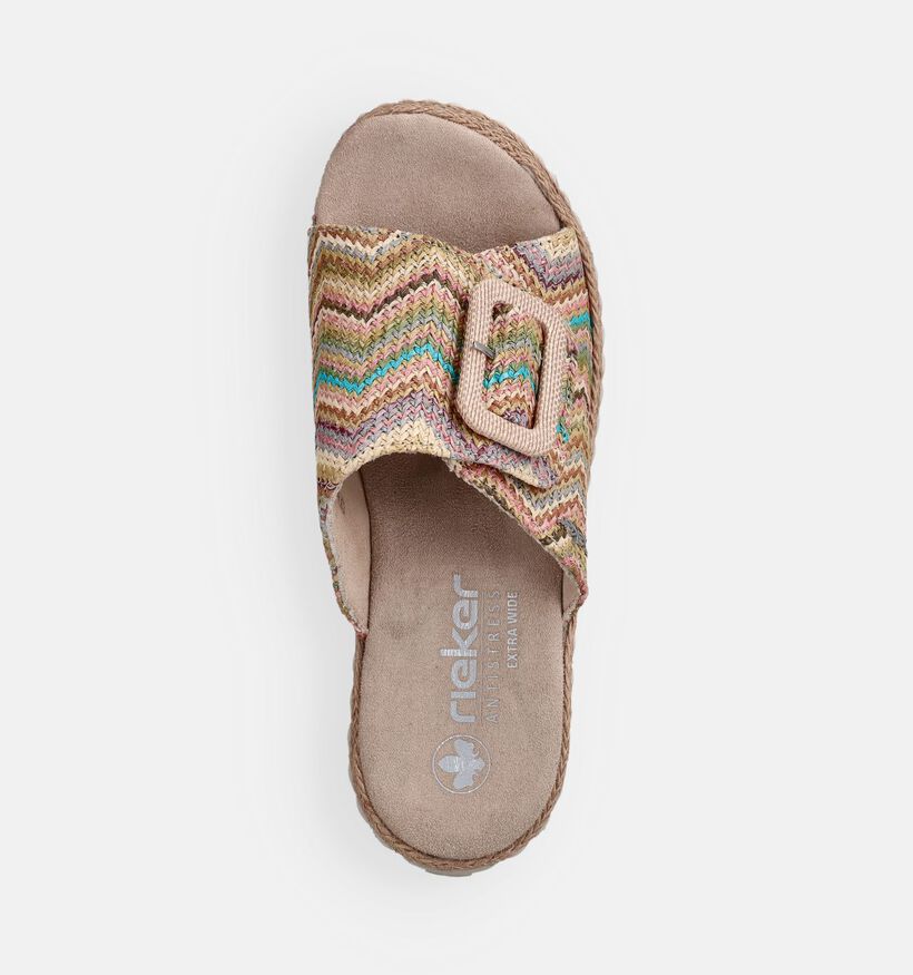 Rieker Nu-pieds compens&eacute;es en Beige pour femmes (370420)