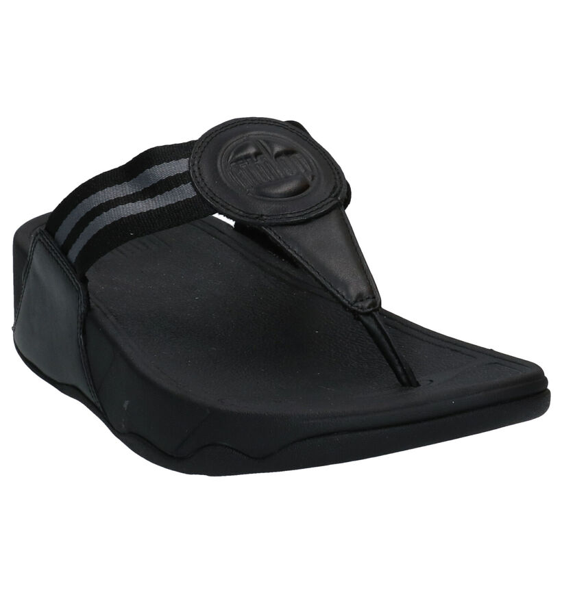 FitFlop Walkstar Zwarte Teenslippers in leer (293471)