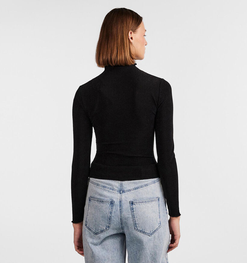 Pieces Sandra T-shirt manches longues en Noir pour femmes (348359)