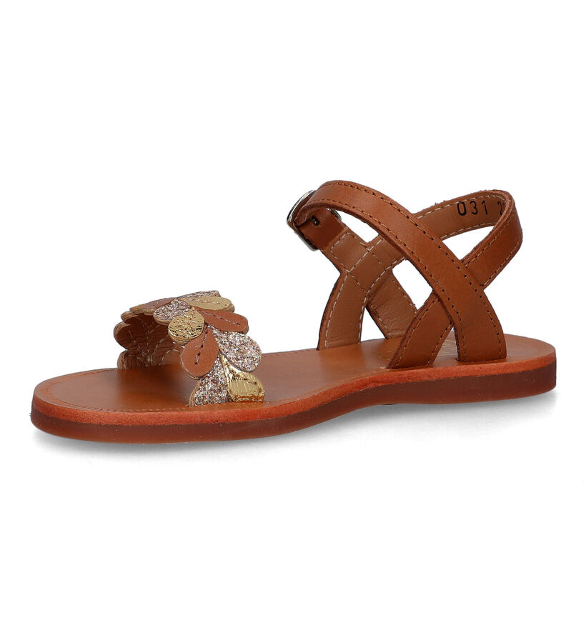 Pom d'Api Plagette Ferns Sandales en Cognac pour filles (322873)