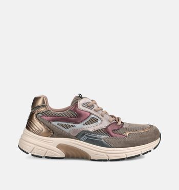 Gabor Rollingsoft Low Sneakers Taupe/Bordeaux/Grijs