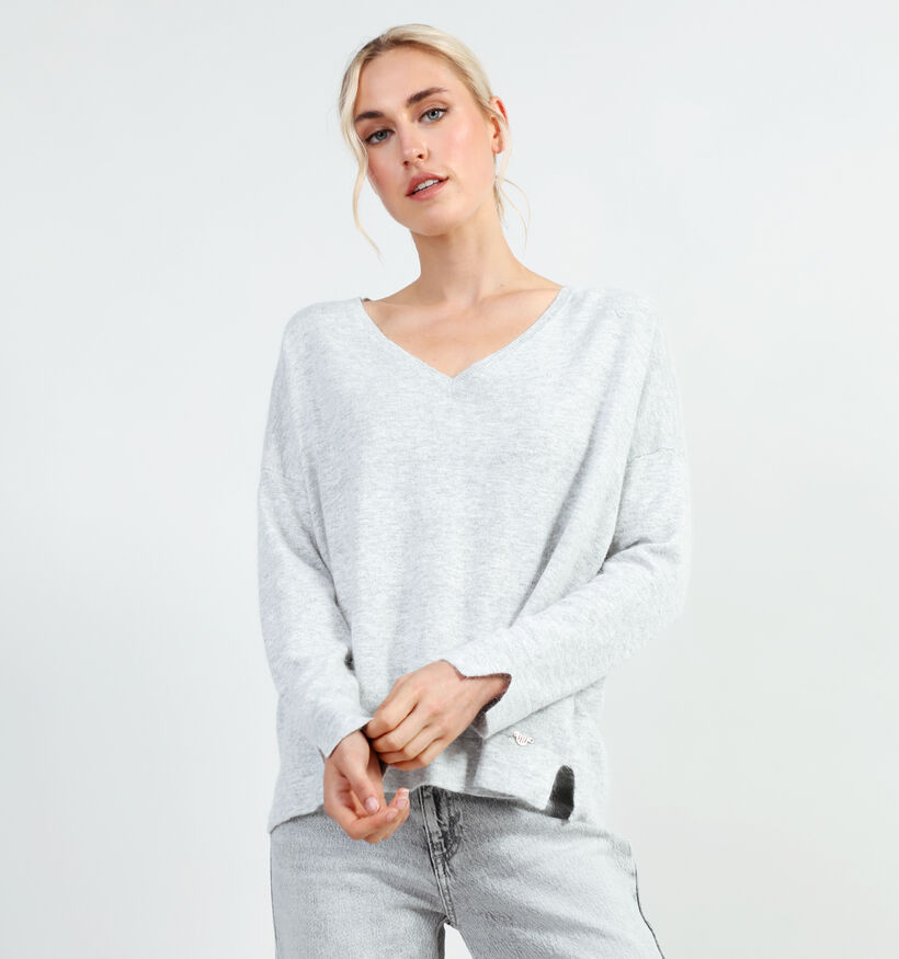 Orfeo Benita Grijze Trui met V-hals voor dames (349302)