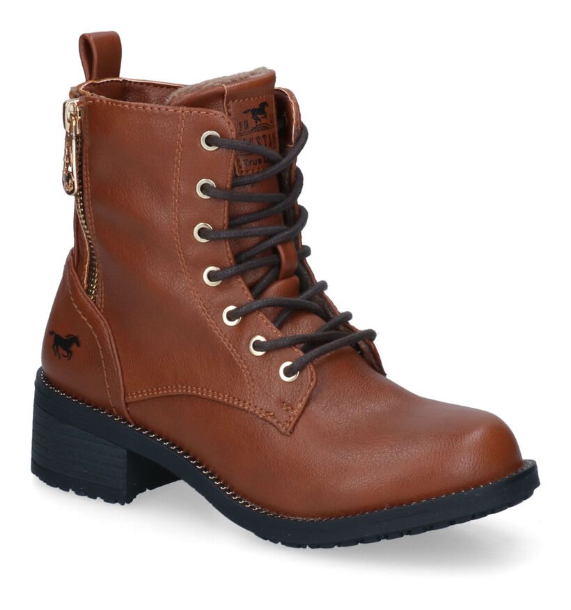 Mustang Cognac Bottines in kunstleer (313985)