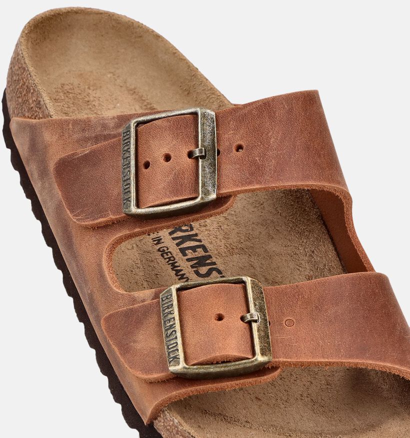 Birkenstock Arizona Natural Leather Cognac Slippers voor dames (369565)