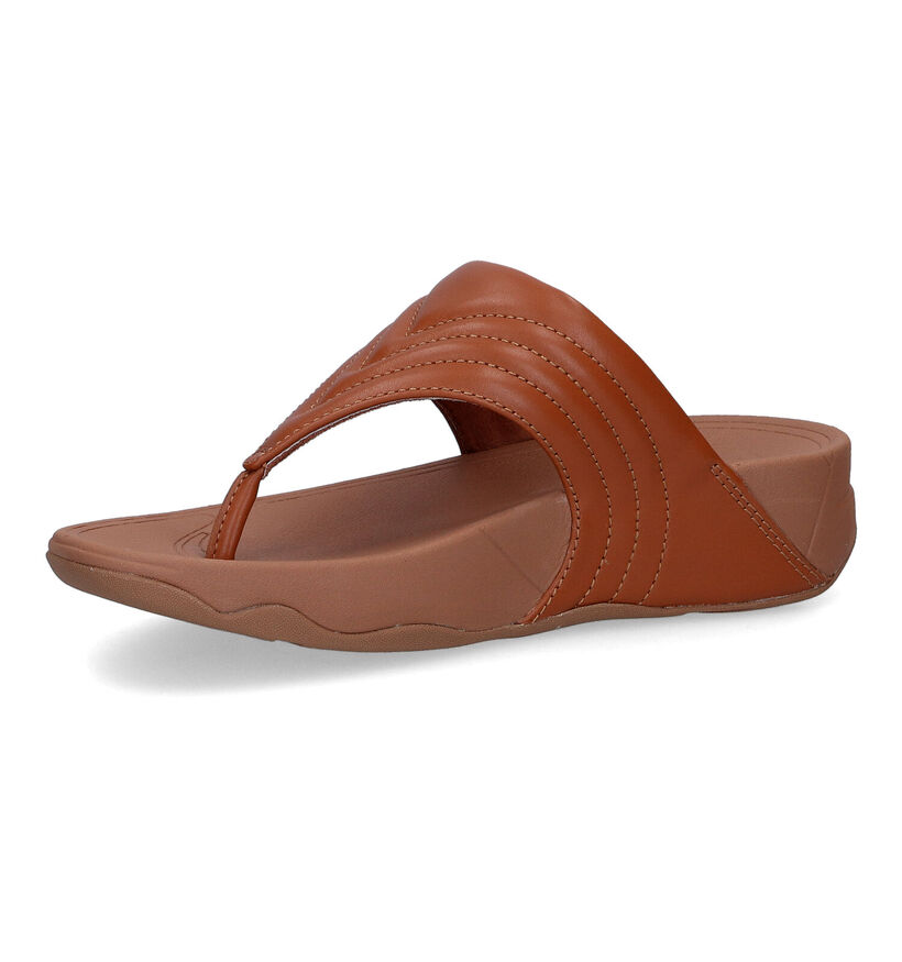 FitFlop Walkstar Cognac Teenslippers in leer (293468)