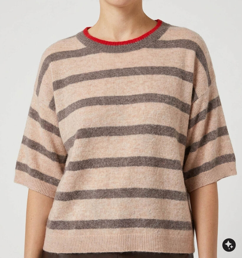 Minuit Douze Kool Beige Trui met Strepen voor dames (381851)