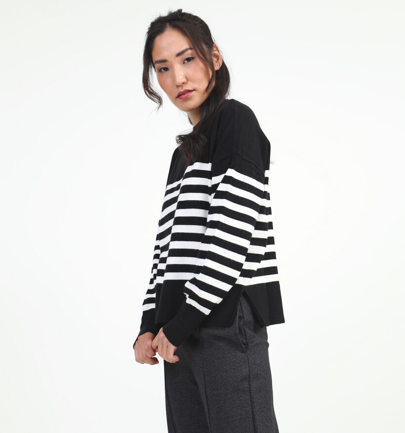 Mexx Sophia Sweatshirt rayé en Noir pour femmes (331499)