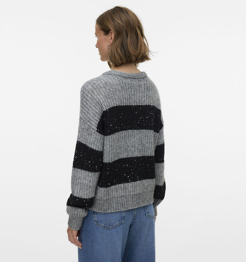 Vero Moda Sparkle Grijze/Zwarte Gestreepte Trui voor dames (365673)
