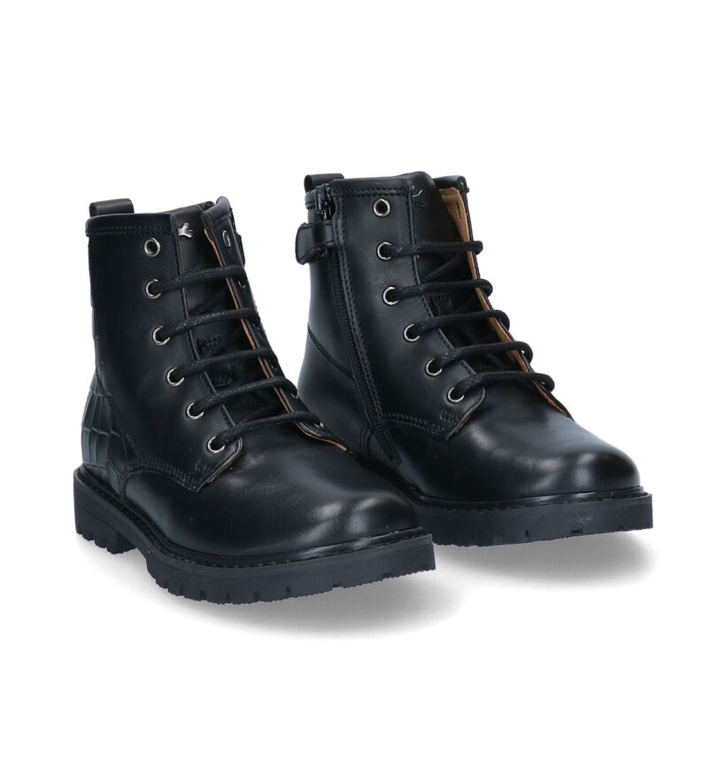 STONES and BONES Basis Bottines en Noir en cuir (301322)