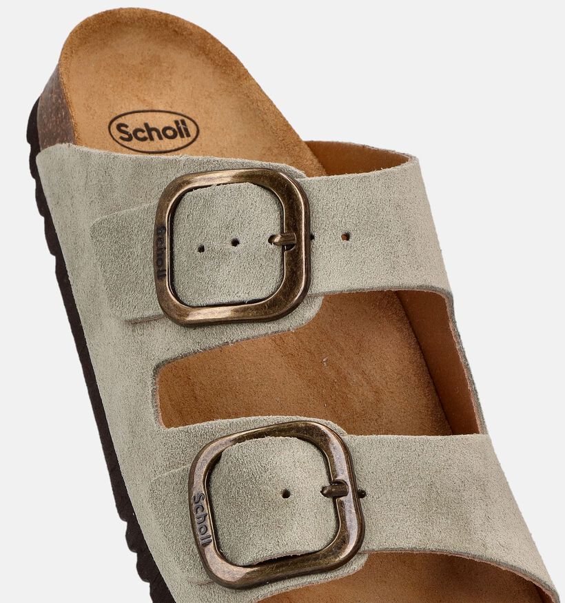 Scholl Noelle Nu-pieds plates en Vert kaki pour femmes (369874)