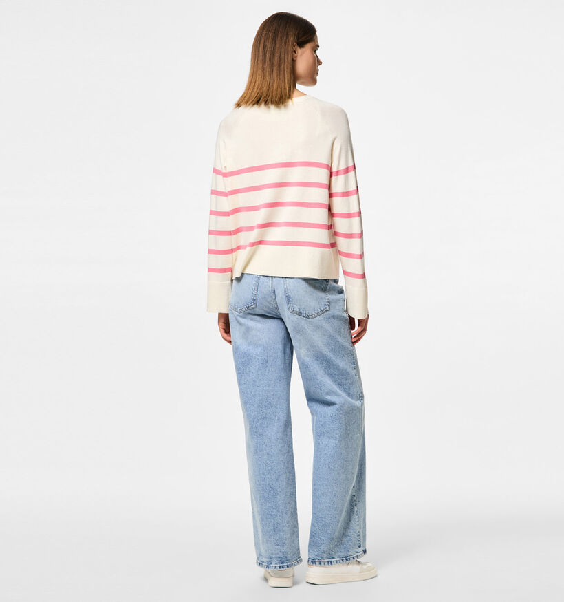 Pieces Sia Ecru Gestreepte trui voor dames (351126)