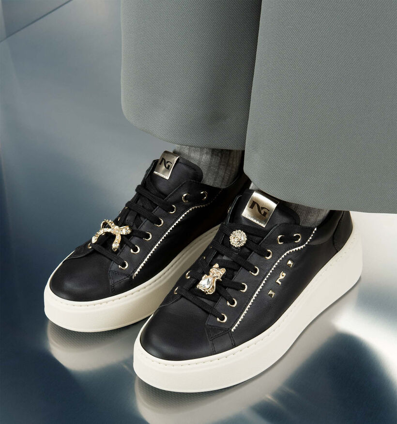 NeroGiardini Zwarte Sneakers voor dames (345563) - geschikt voor steunzolen