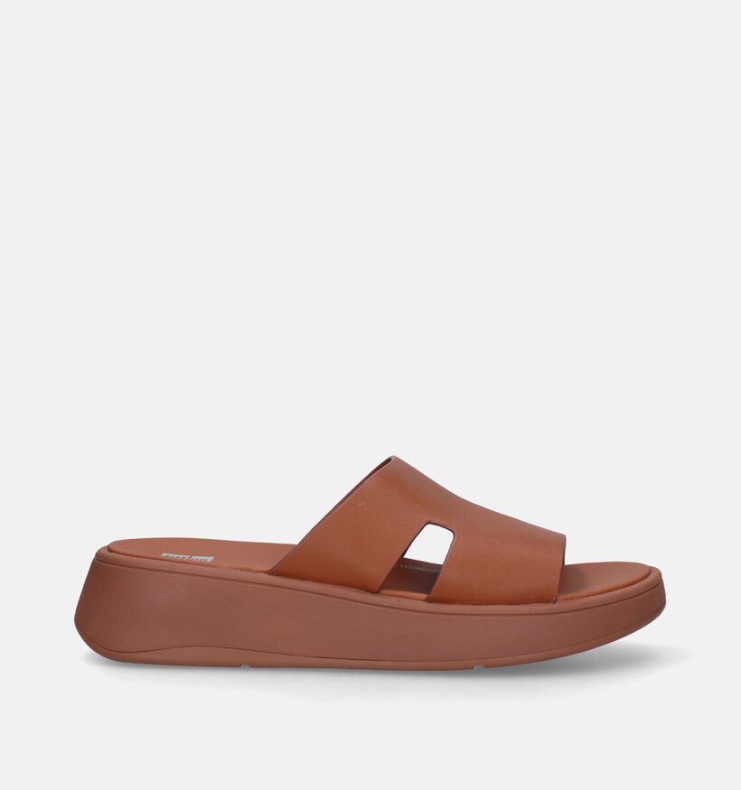 FitFlop F-Mode Raw-Edge Flatform H-Bar Slides Zwarte Slippers voor dames (336986)