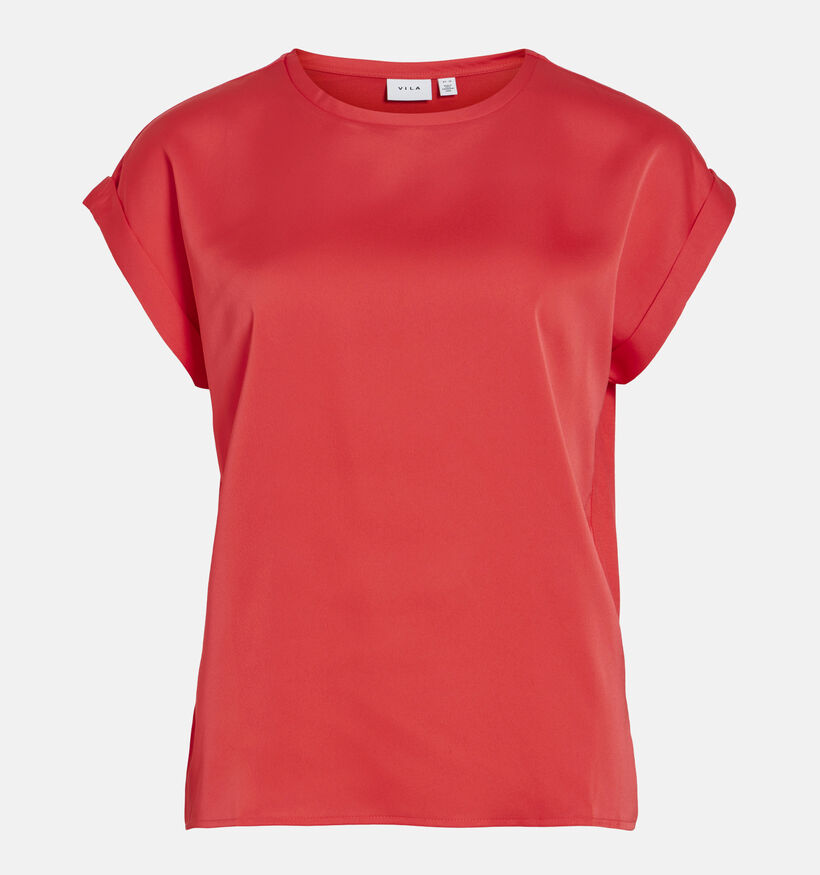 Vila Ellette Satin T-shirt en Rouge pour femmes (368066)