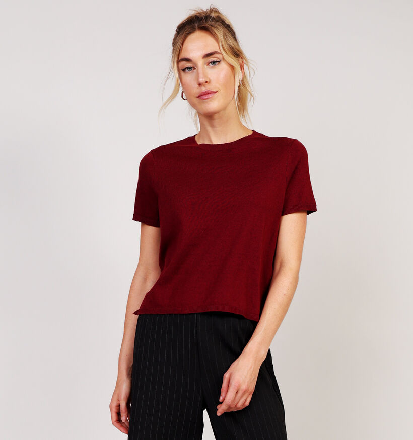 JDY Bodil Knit T-shirt en Bordeaux pour femmes (359946)