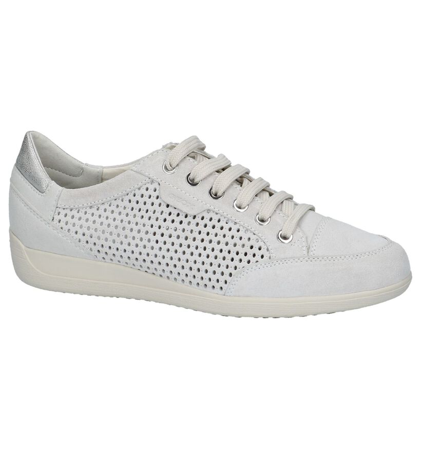 Platte Veterschoenen Beige Geox Myria in nubuck (220164)