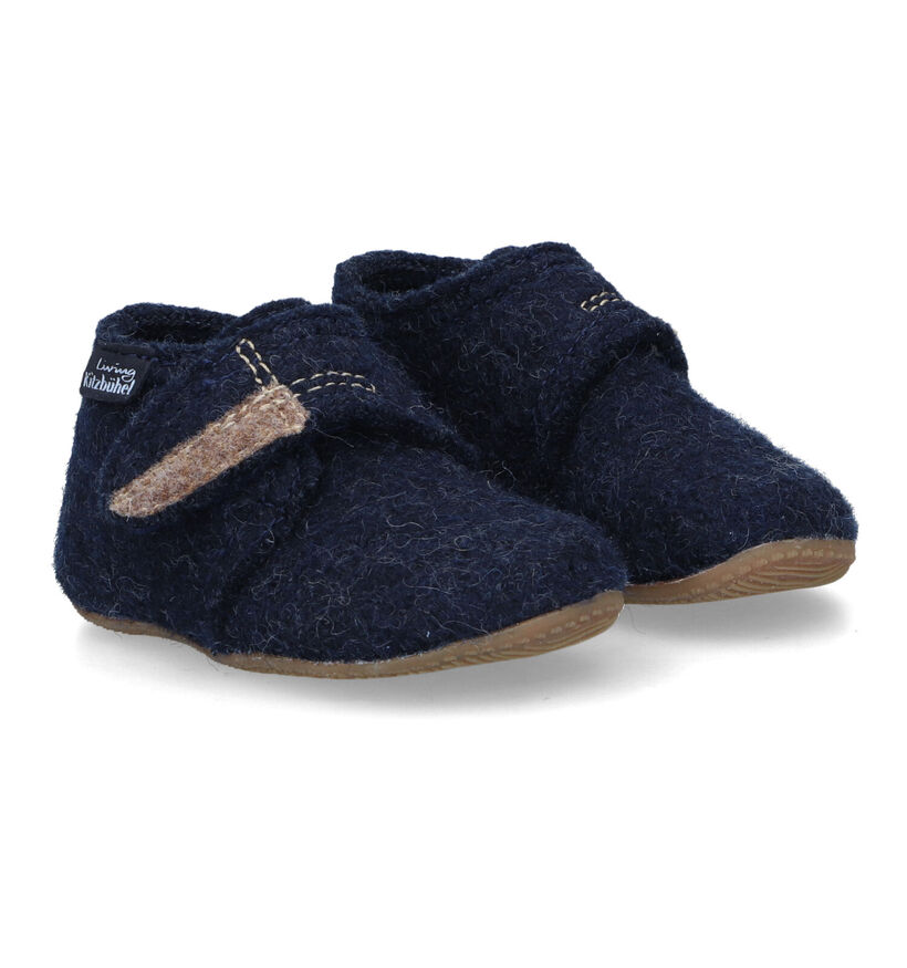 Living Kitzbühel Pantoufles fermées en Bleu foncé pour garçons (317012)