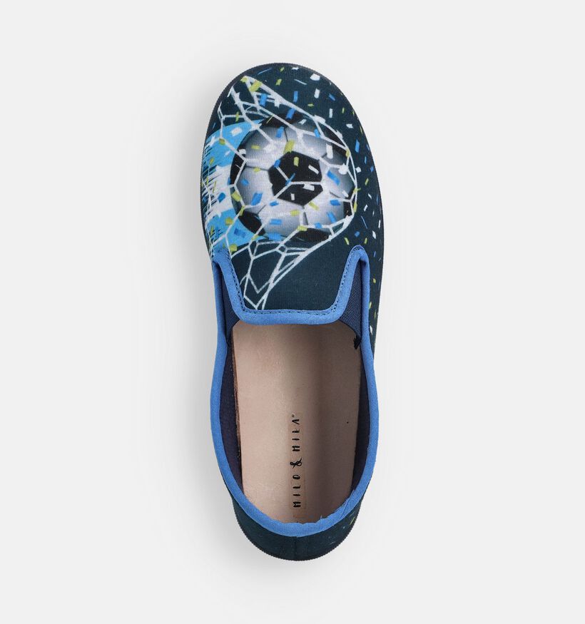 Milo & Mila Football Blauwe Pantoffels voor meisjes, jongens (374935) - geschikt voor steunzolen