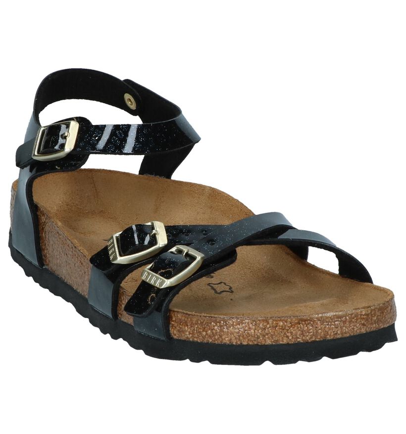 Birkenstock Sandales plates en Noir en synthétique (242505)