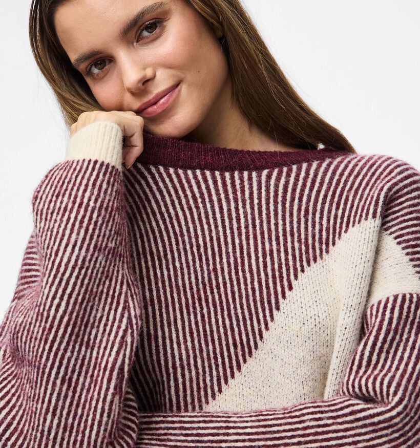 Pieces Linna Knit Grijze Trui Pieces Linna Knit Bordeaux Trui voor dames (361149)