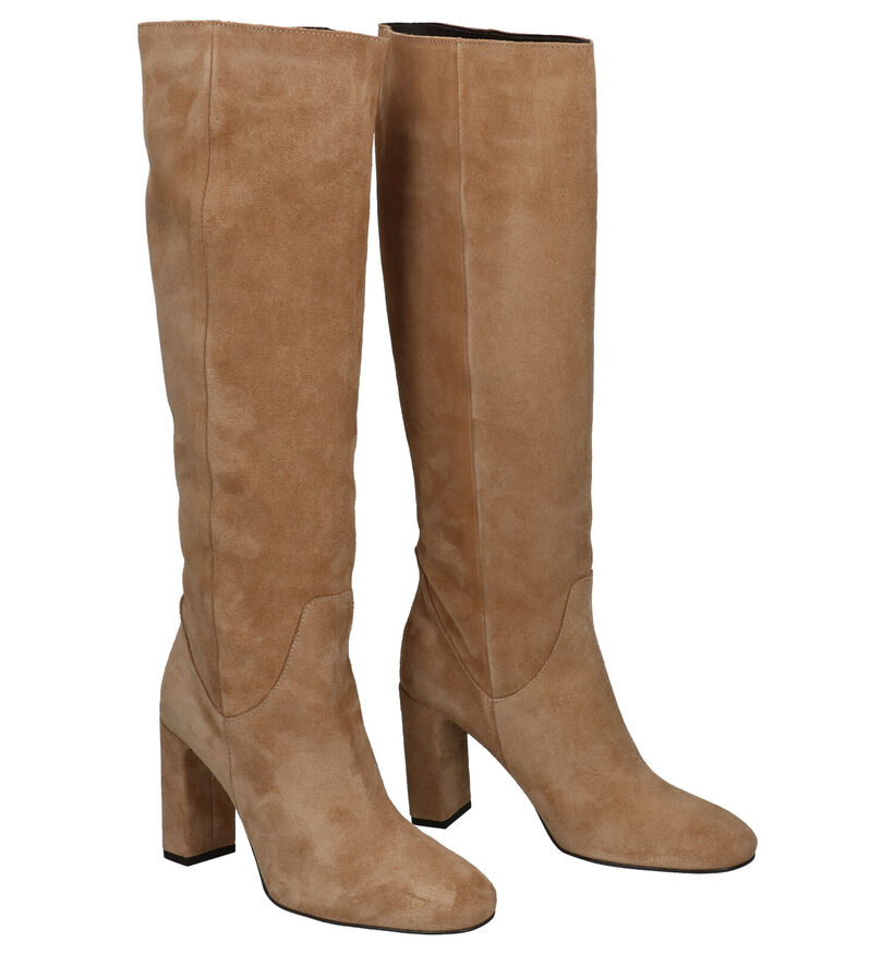 March23 Livorno Beige Lange Laarzen in daim (283275)