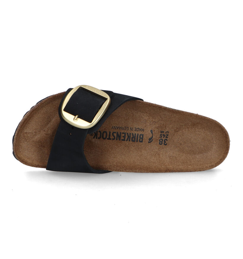 Birkenstock Madrid Big Buckle Zwarte Slippers in nubuck (322776)