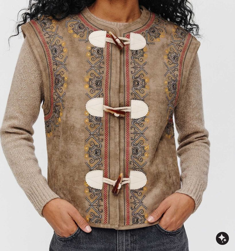 Minuit Douze Gipsy Bruine Mouwloze Vest met Touwsluitingen voor dames (381870)
