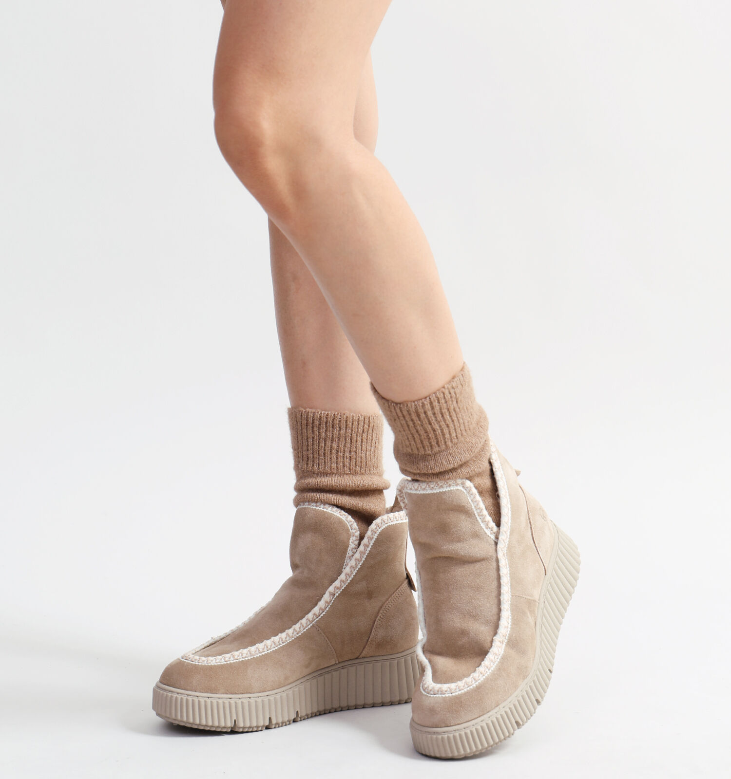 Bottines Fourr es beige