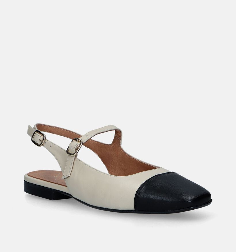 KMB Ecru Ballerina's met open hiel voor dames (349211)