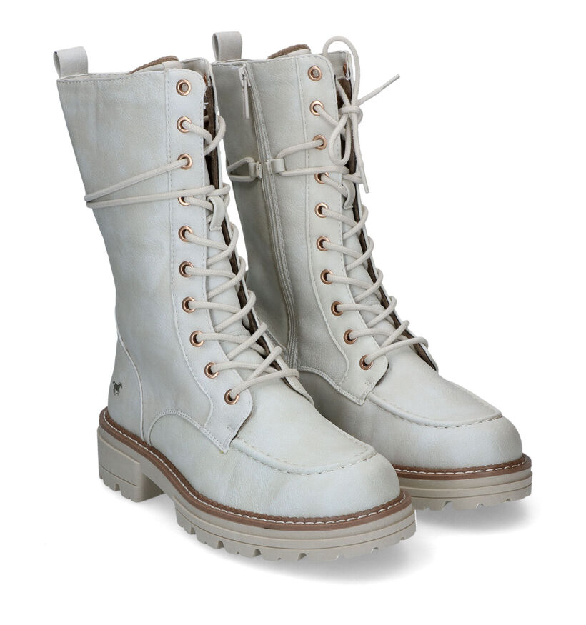 Mustang Bottes à lacets en Écru en simili cuir (316086)