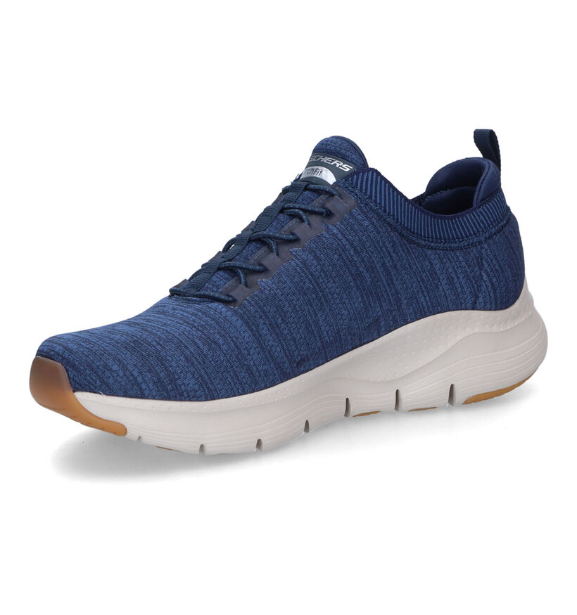 Skechers Arch Fit Waveport Baskets en Bleu pour hommes (334153) - pour semelles orthopédiques