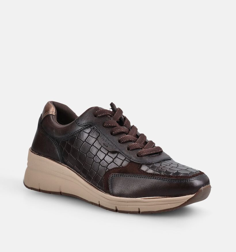 Tamaris Donkerbruine Schoenen met Veter en Rits voor dames (376677) - geschikt voor steunzolen
