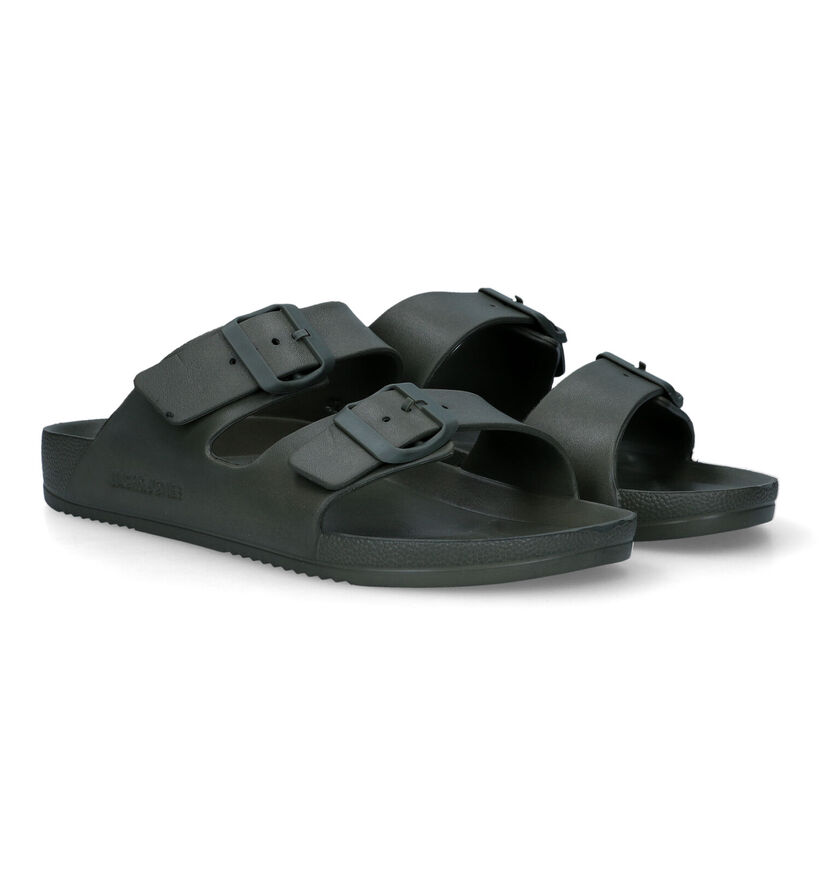 Jack & Jones Croxton Moulded Kaki Badslippers in kunststof (321030)