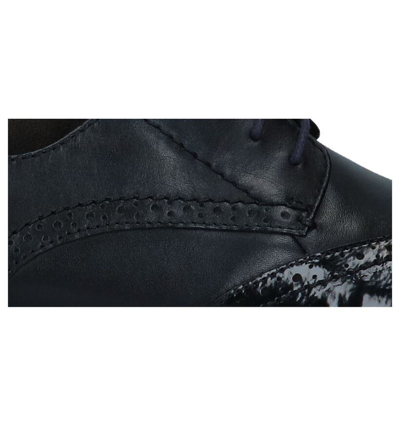 Jana Chaussures à lacets en Bleu foncé en cuir verni (225911)