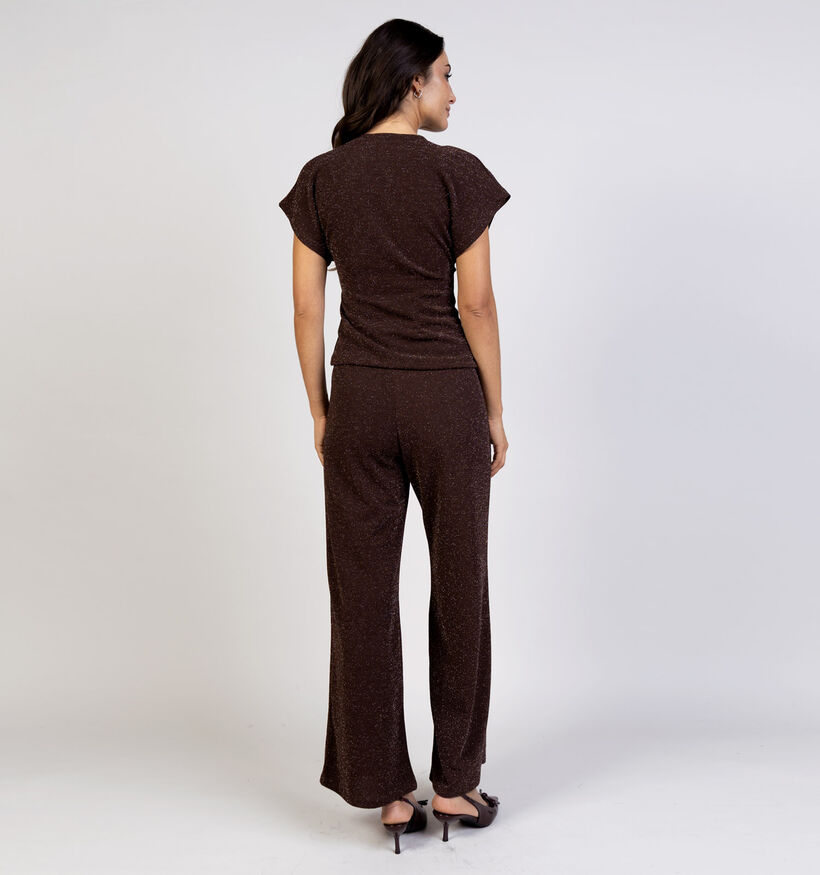 Sisters Point Bruine Blouse met Korte Mouwen voor dames (371984)